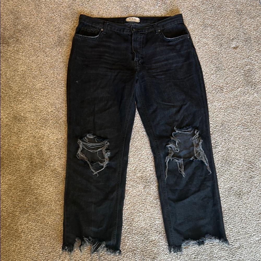 Free People Distressed Black Jeans